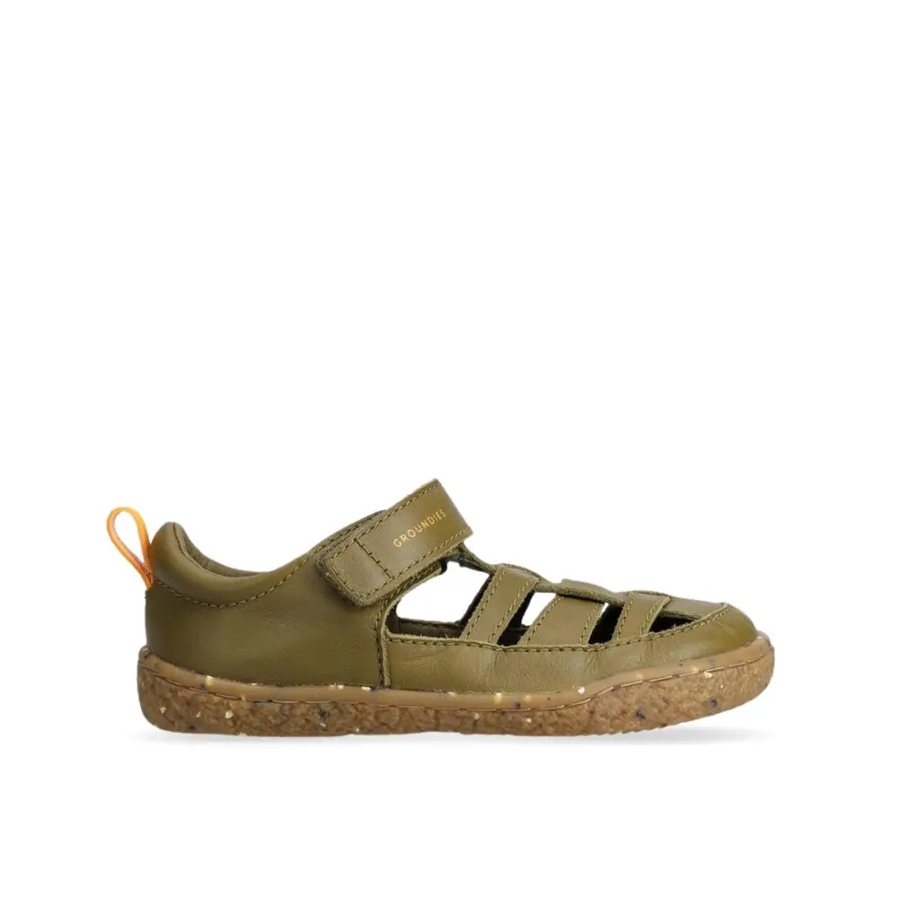 Dětské Barefoot sandály GROUNDIES Noto 2.0 khaki oranžové - 25
