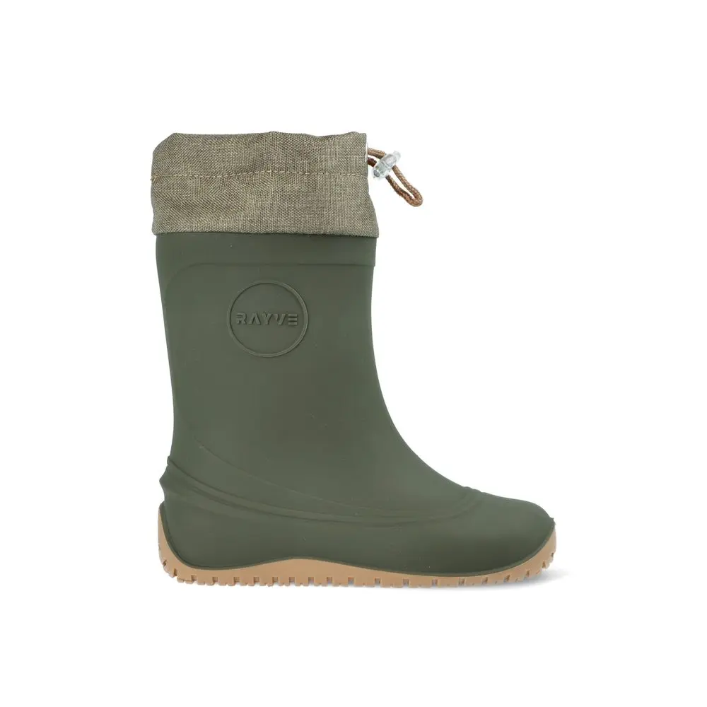 Dětské Zateplené Barefoot Holínky RAYVE MONSOON COVER WINTER khaki