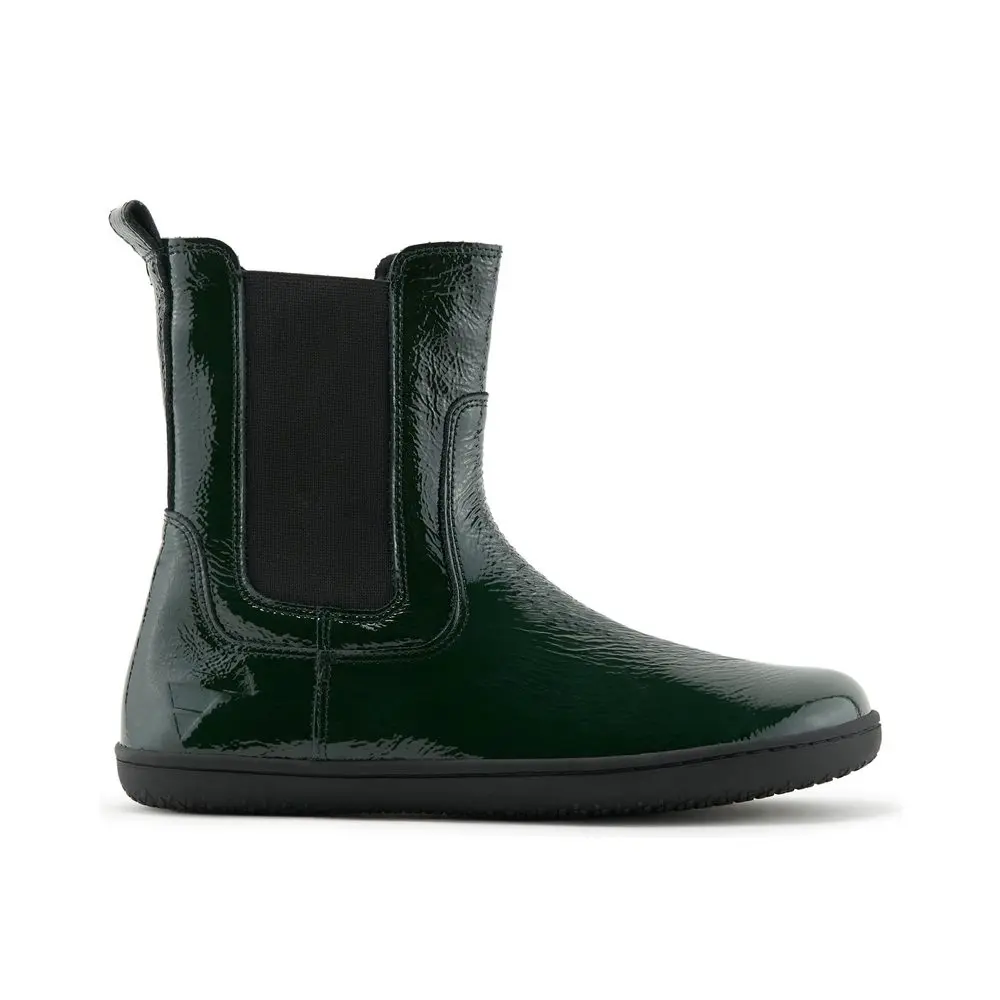 Dámské Barefoot Zateplené chelsea boty ANGLES ORION zelené lakované