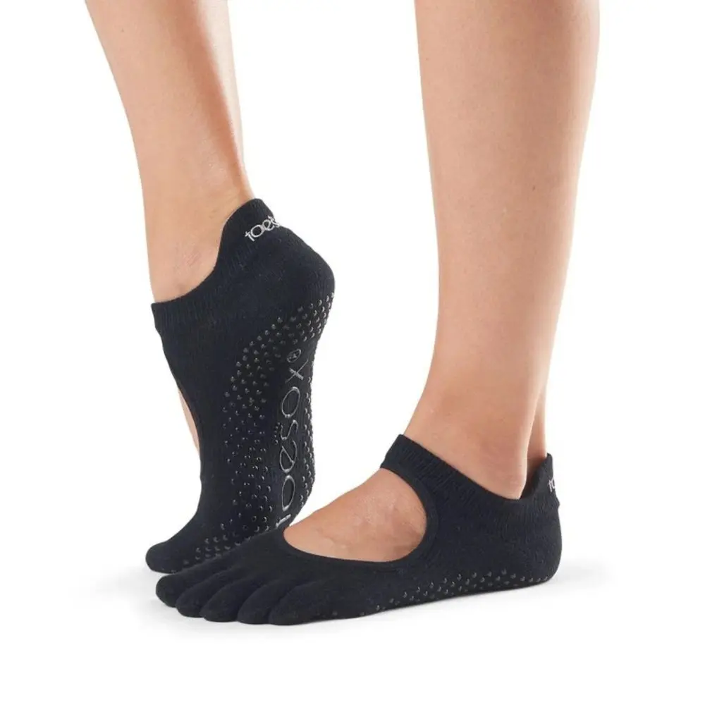 Dámské ponožky na cvičení bez bot TOESOX FULL TOE BELLARINA GRIP Black