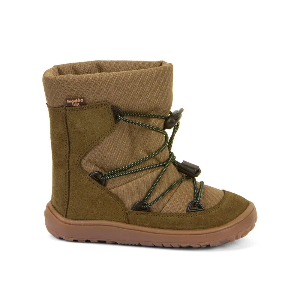 Dětské Barefoot Zimní boty FRODDO ZIMNÍ TEX TRACK WOOL olivové - 28
