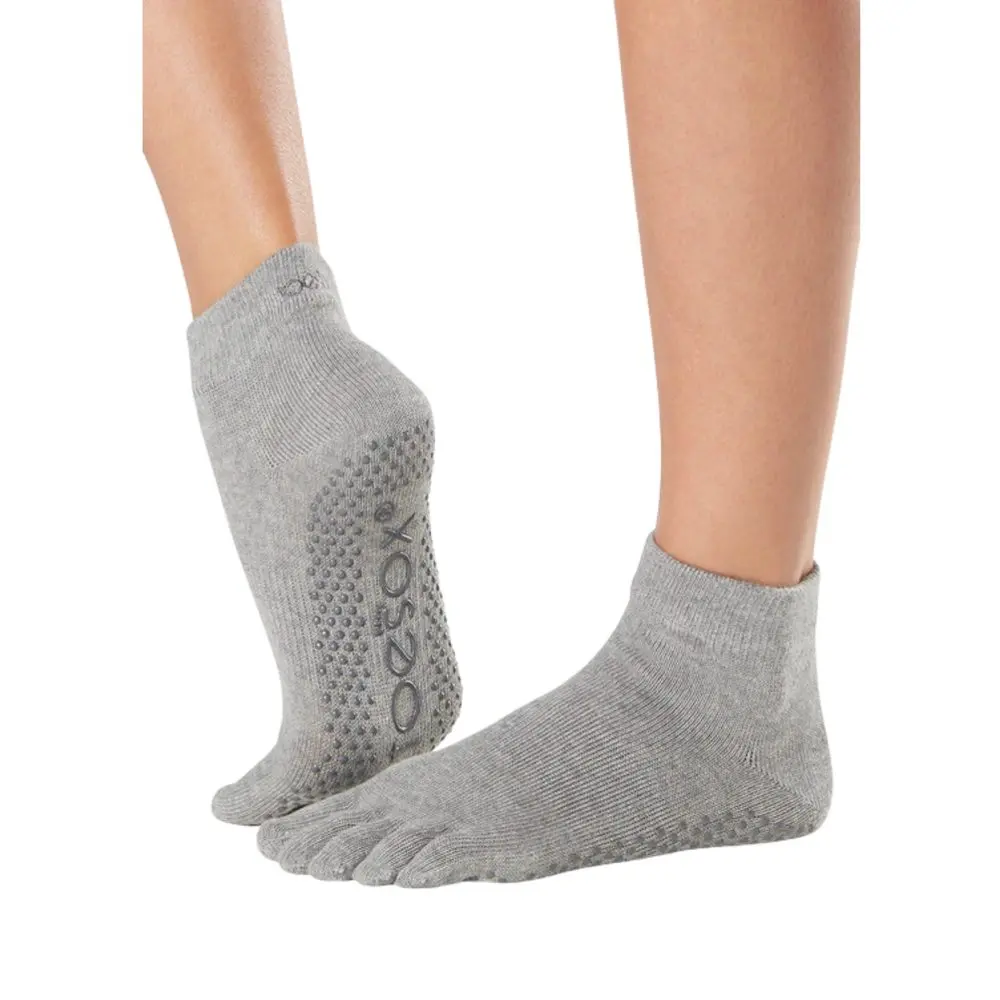 Dámské ponožky na cvičení bez bot TOESOX FULL TOE ANKLE GRIP Heather Grey