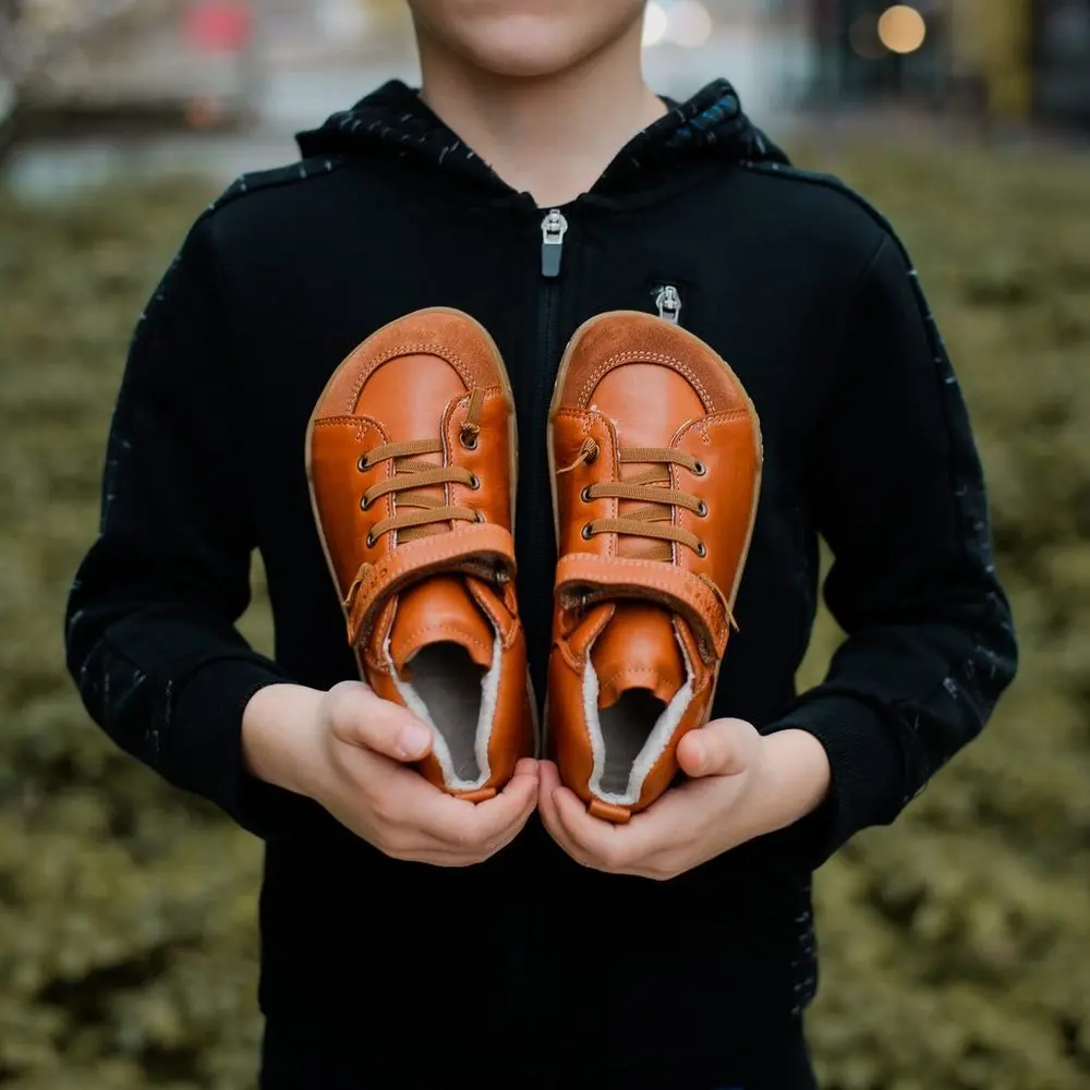 Dětské Barefoot Zimní boty CRAVE BERGEN WINTER 3.0 cognac -