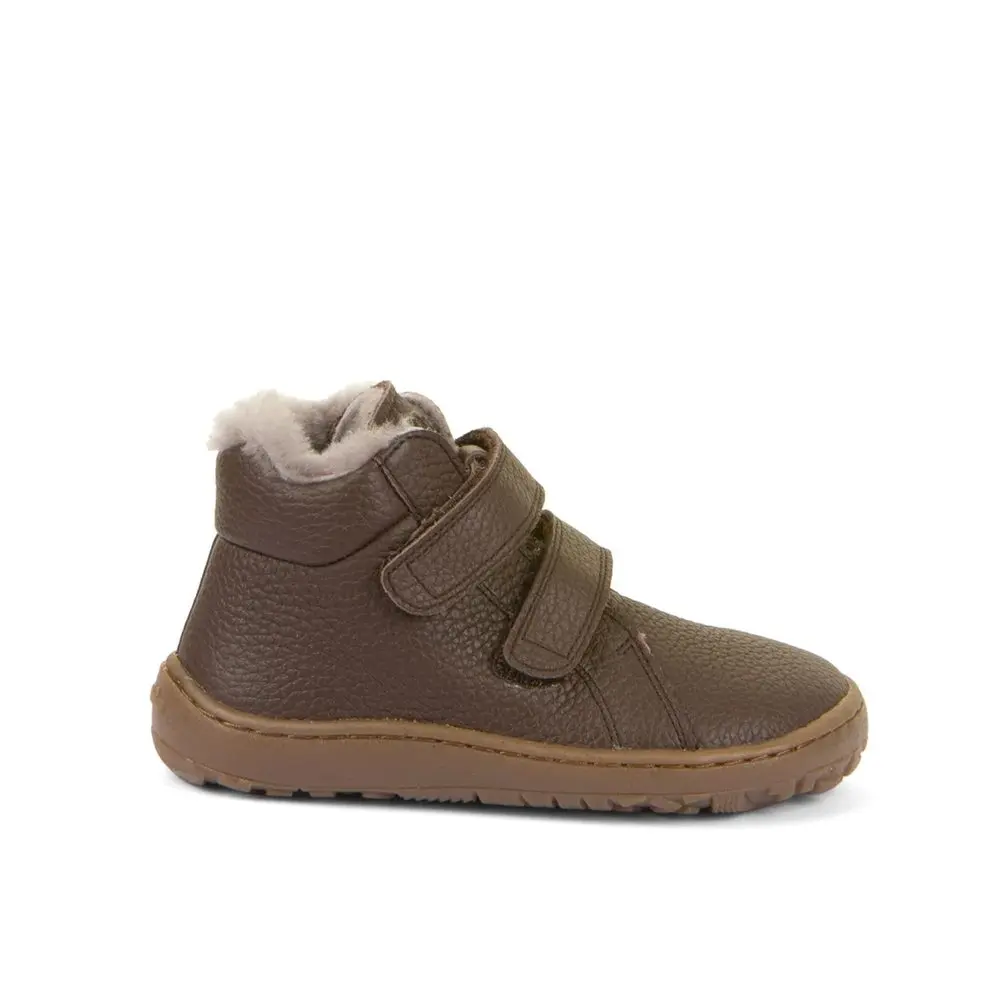 Dětské zimní zateplené barefoot boty FRODDO KOTNÍKOVÉ ZIMNÍ FURRY tmavě hnědé