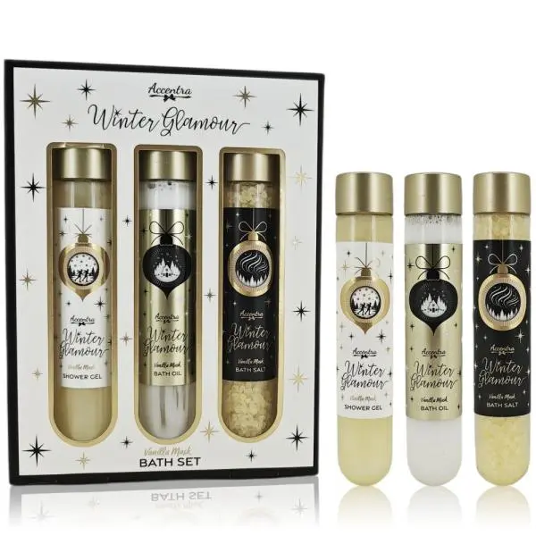 ACCENTRA Sada koupelová Winter Glamour ve zkumavkách Vanilka a pižmo 2x 60ml + 80g