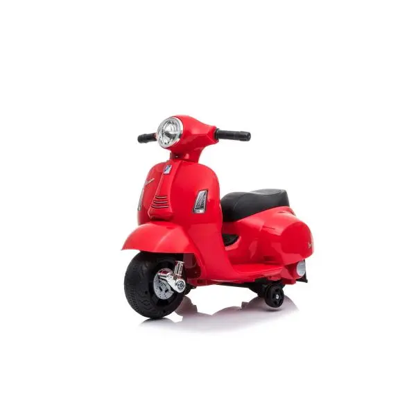 Elektrická motorka Vespa GTS, červená, s pomocnými koly, Licencované, 6V Baterie, 30W