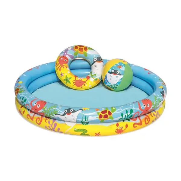 Bestway Nafukovací SET - bazén 112cm, plavecký kruh 51cm, míč 41x15cm