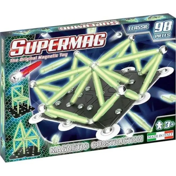 SUPERMAG magnetická stavebnice Clasic glow 98ks