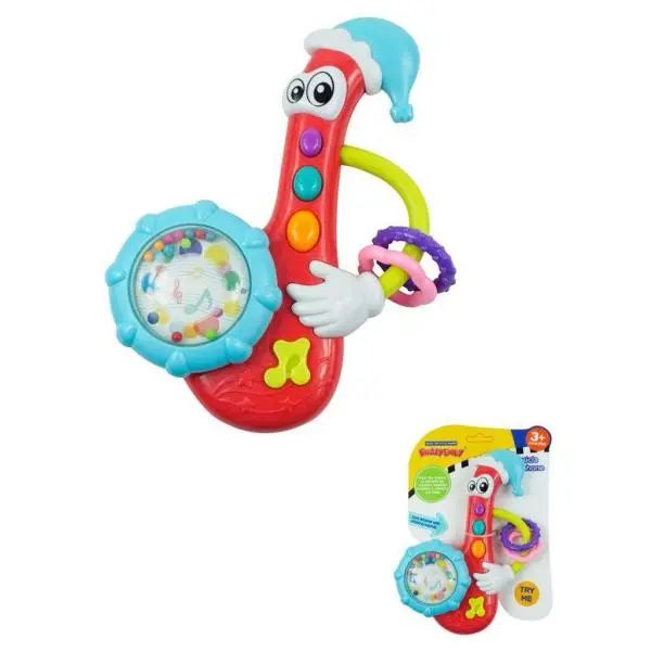 Hrkálka Baby Mix s melodií saxofon červený