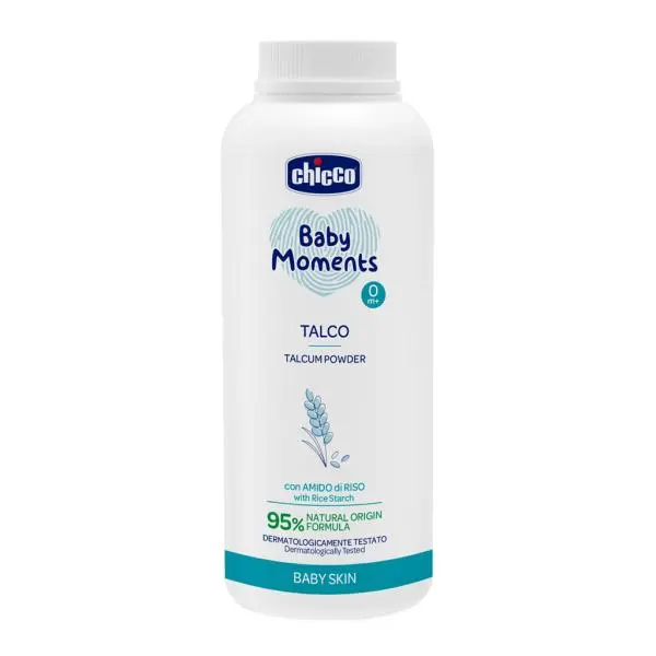 CHICCO Dětský pudr Baby Moments s rýžovým škrobem 95 % přírodních složek 150 g