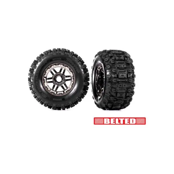 Traxxas kolo 2.9/3.8", disk černý chrom, pneu Sledgehammer All-Terrain belted (2)
