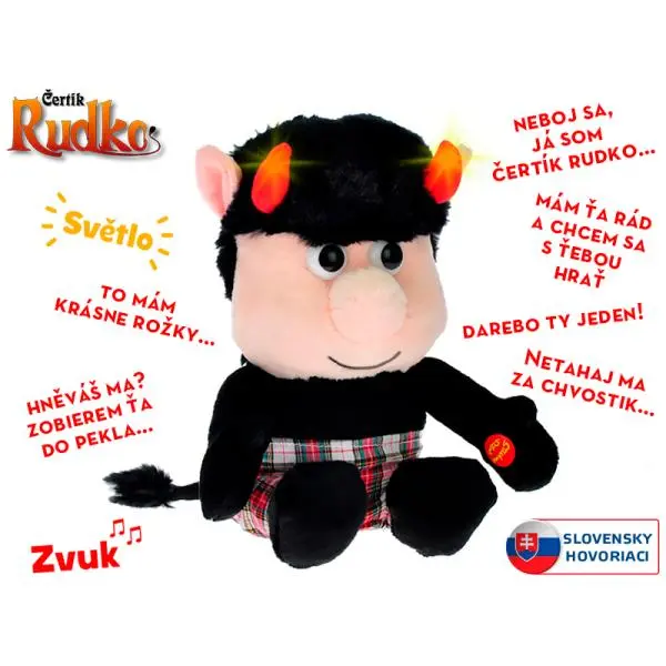 Mikro Trading Čertík Rudko 20cm slovensky mluvící se svítícími rohy v sáčku