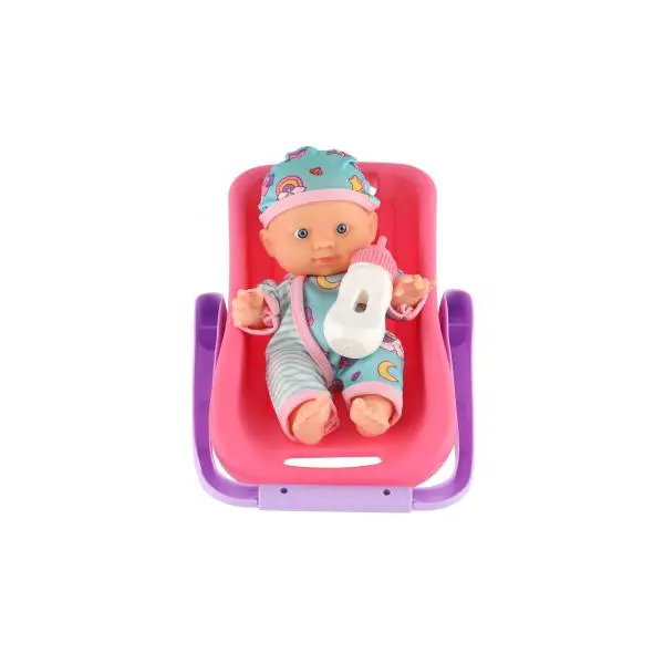 Teddies miminko 20 cm plast v nosítku autosedačce s lahvičkou v blistru