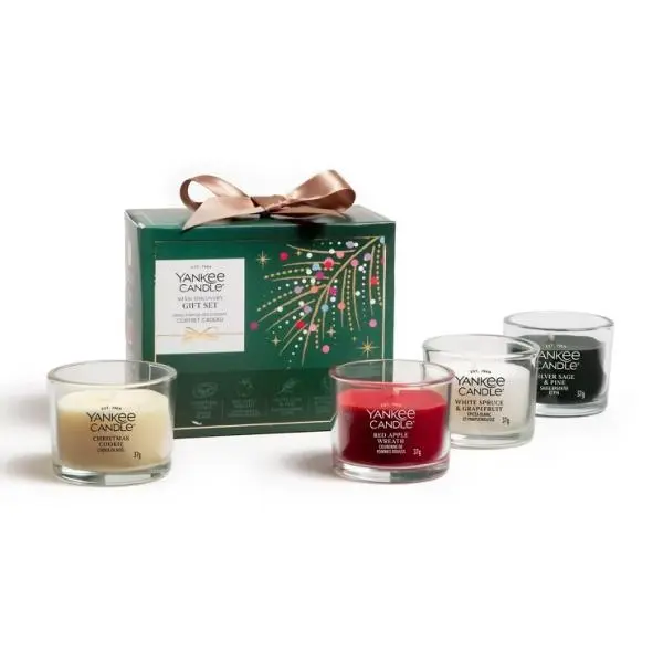 Yankee Candle Vánoční dárková sada 4 votivní svíčky ve skle