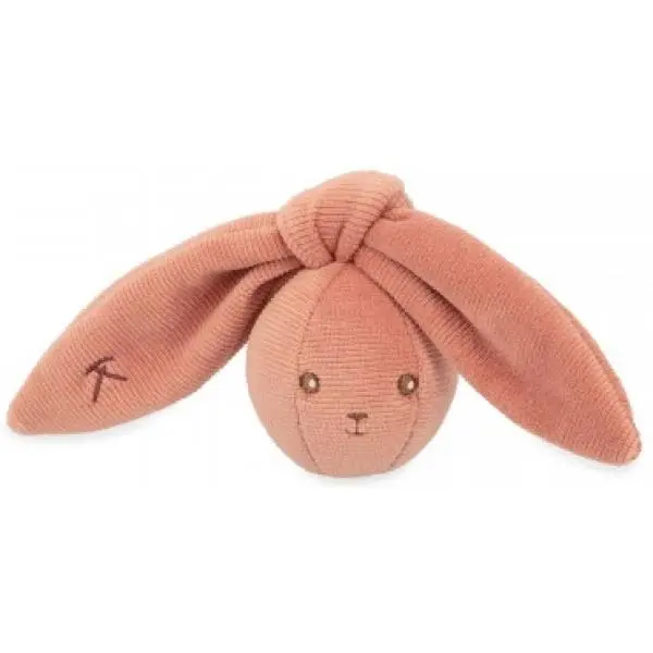 Kaloo Lapinoo Jemná chrastítko ve tvaru kuličky s uvazovacími ušima terracotta