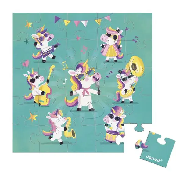 Janod Blahopřání k narozeninám s puzzle Jednorožec