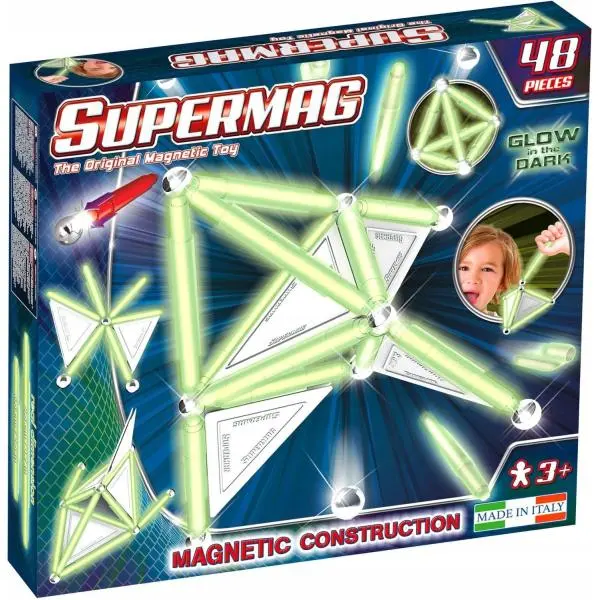 SUPERMAG magnetická stavebnice Tags glow 48ks
