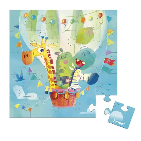 Janod Blahopřání k narozeninám s puzzle Leť balónem