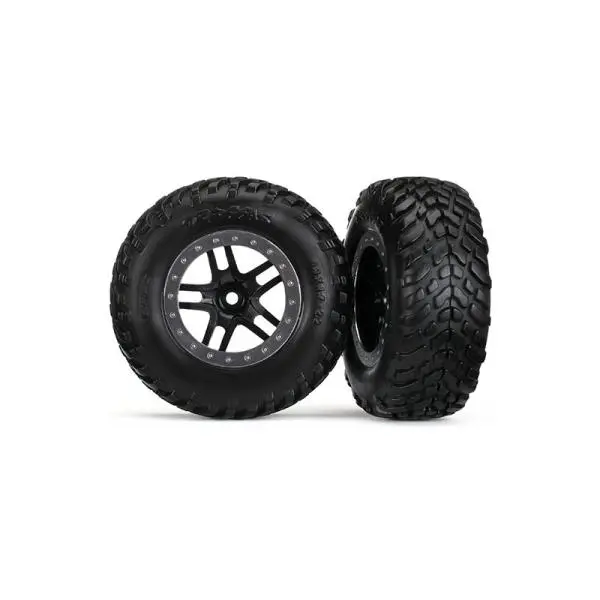Traxxas kolo 2.2/3.0", disk SCT Split-Spoke černý-saténový, pneu SCT (2)