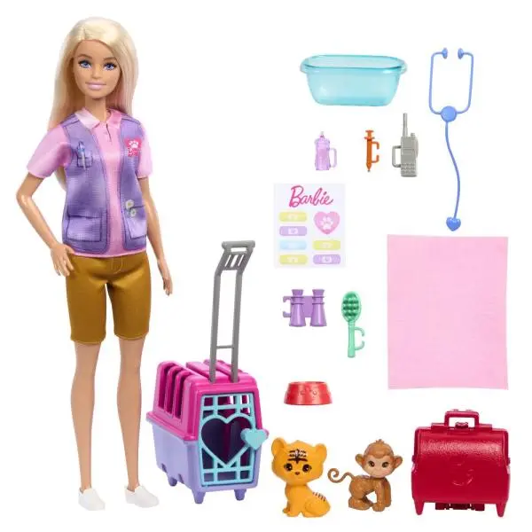 Mattel barbie panenka zachraňuje zvířátka, blondýnka, hrg50