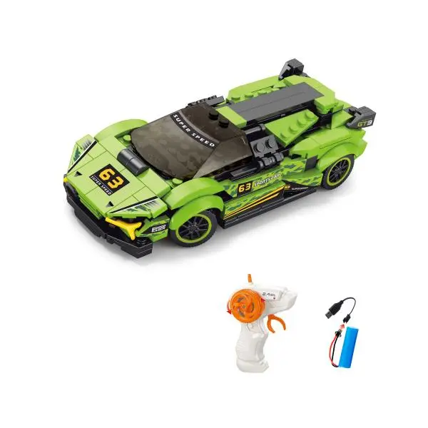 Stavebnice Auto zelené RC na dálkové ovládání 17 cm 275 dílků