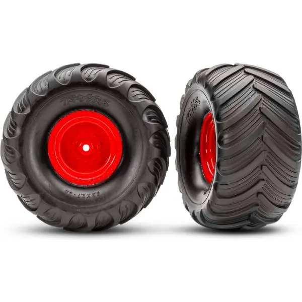 Traxxas kolo 2.0/3.0", disk červený offset 29mm, pneu Terra Groove (pár)