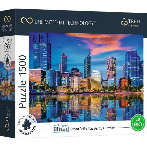 Puzzle Cityscape: Odraz města Perth, Austrálie 1500 dílků