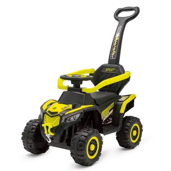 Dětské elektrické odrážedlo Baby Mix Ruggy s vodicí tyčí žluté