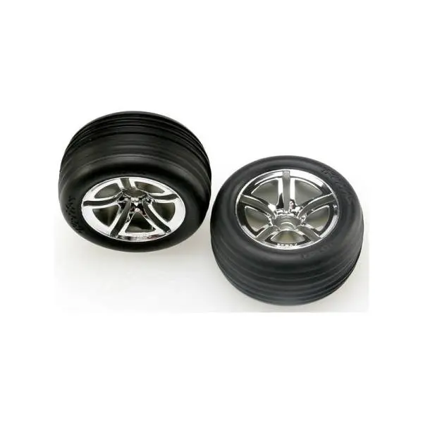Traxxas kolo 2.8", disk Twin-Spoke stříbrný, pneu Ribbed (2) (přední)