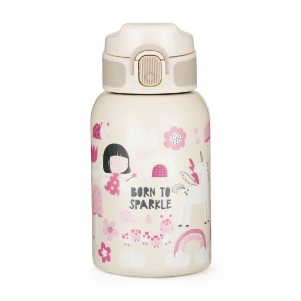 PETITE&MARS Láhev nerezová termo se slámkou 350 ml
