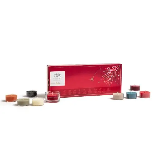 Yankee Candle Vánoční dárková sada 10 čajových svíček  svícen