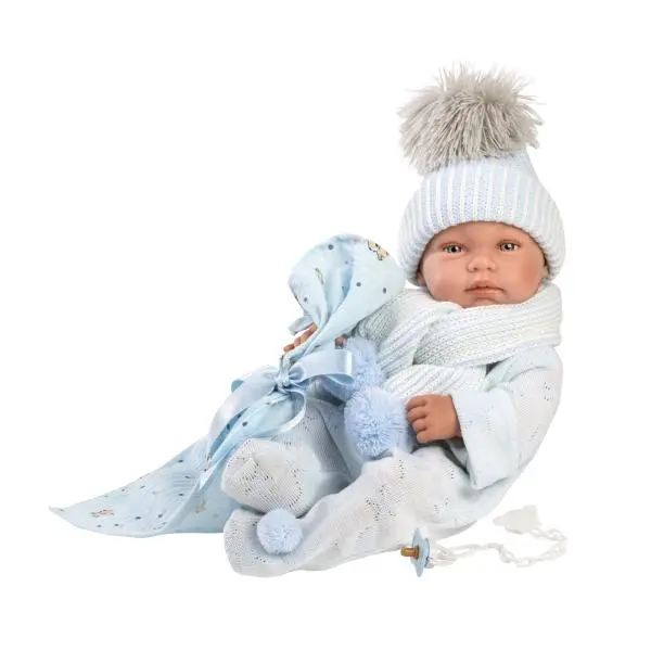 Llorens NEW BORN CHLAPEČEK realistická panenka miminko s celovinylovým tělem 43 cm