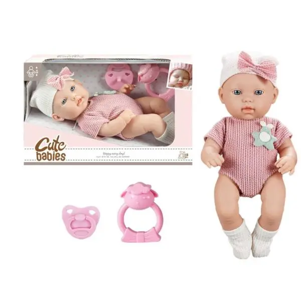 Teddies Miminko s dudlíkem a chrastítkem - 28 cm - pevné tělo