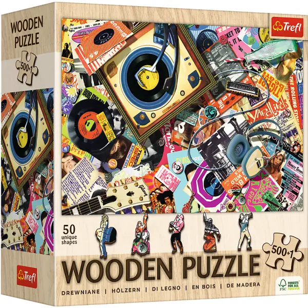 Trefl Dřevěné puzzle 501 - Ve světě hudby