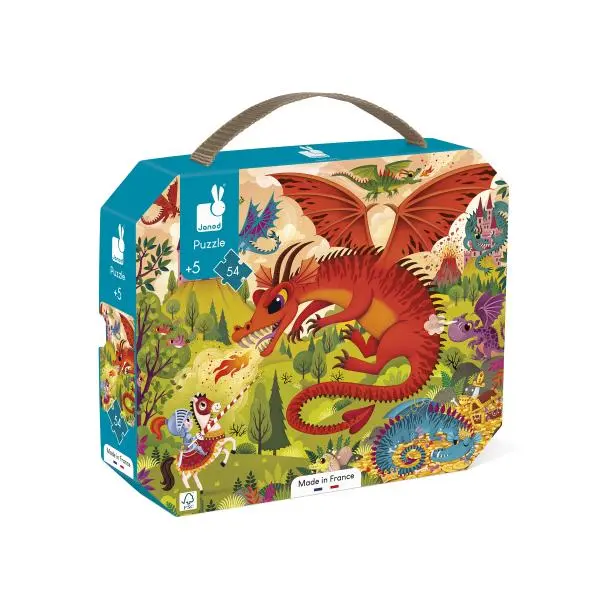 Janod Puzzle v kufříku Dračí království 54 ks