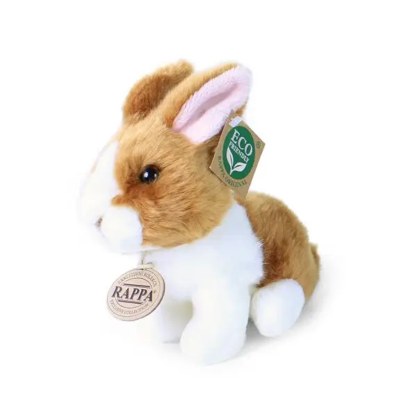 Plyšový králík bílo-hnědý sedící 16 cm, ECO-FRIENDLY