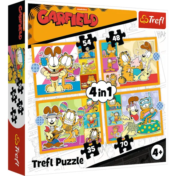 Trefl Puzzle 4v1 Garfield kocha lasagne Garfield 34673
