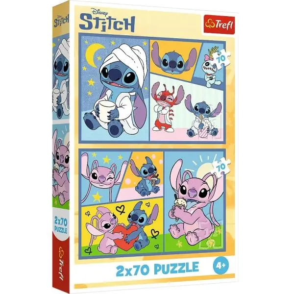 Puzzle Se Stitchem není nuda 2v1 2x70 dílků