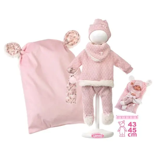 Llorens M738-60 Obleček pro panenku miminko NEW BORN velikosti 40-42 cm s doplňky