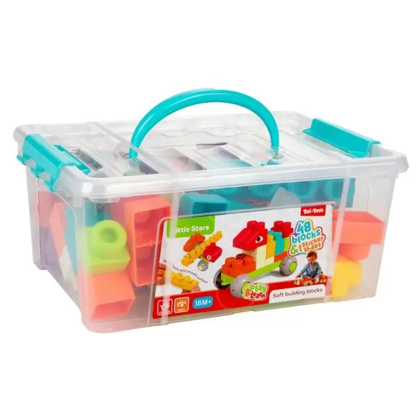 Teddies Stavebnice - Kostky - 48 ks - v plastovém kufříku