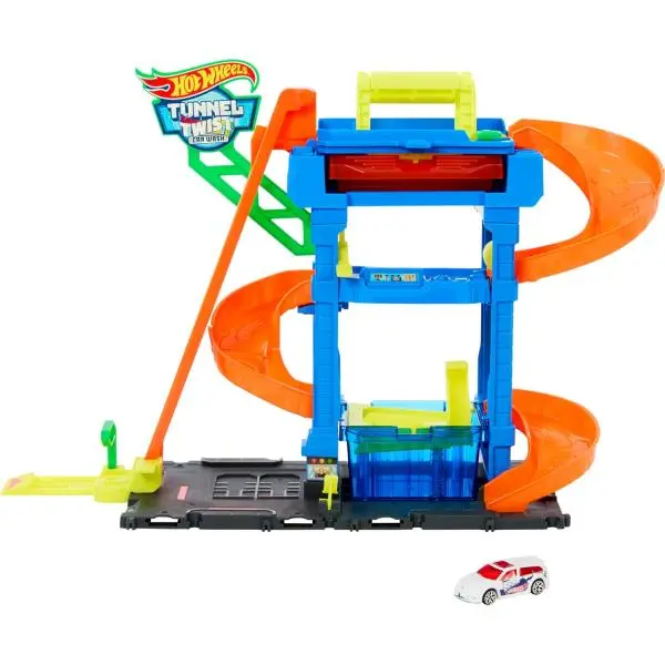 Hot wheels® city color shifters automyčka s otočným tunelem, htn80