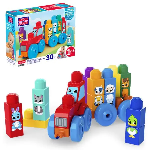 Mattel Mega bloks traktor se zvířátky