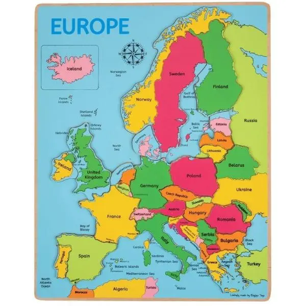 Bigjigs Toys Dřevěné puzzle mapa Evropy 25dílků