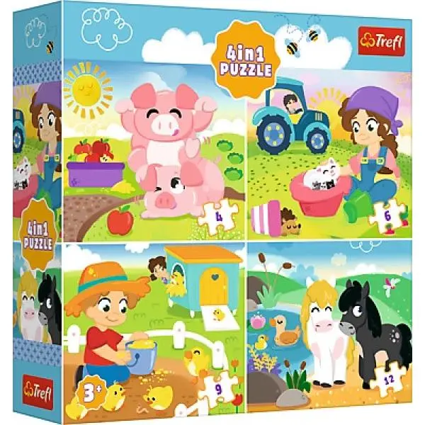 Trefl Puzzle 4v1 – Zvířátka na vsi