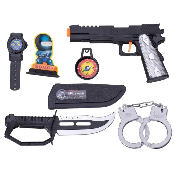 SWAT set - pistole s nožem a 6 kusy příslušenství na kartě
