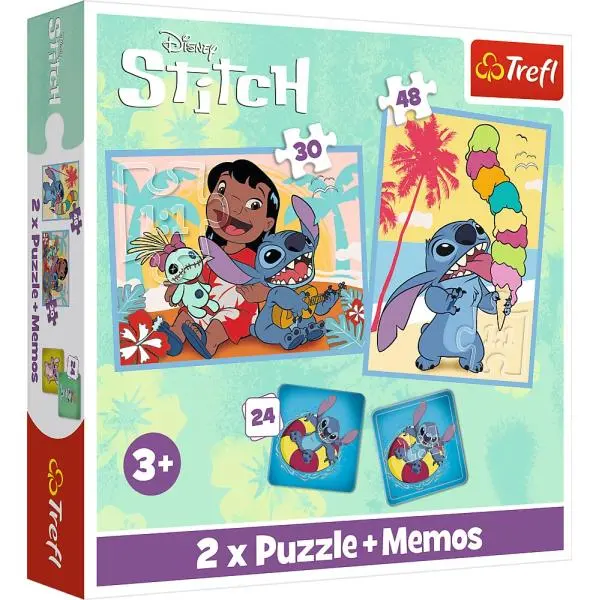 Sada 3v1 Lilo & Stitch: Šťastný den (2x puzzle + pexeso)