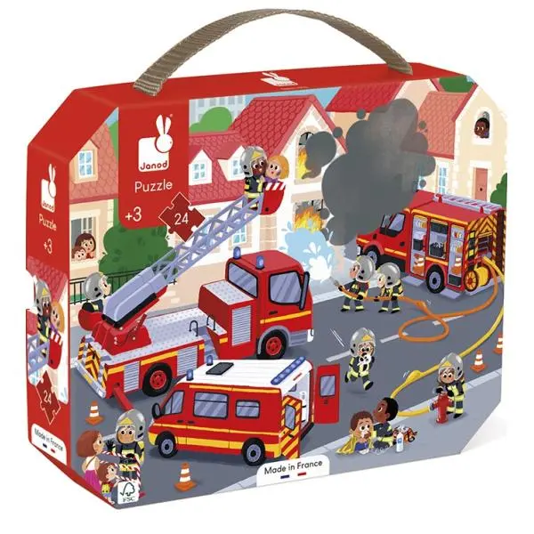Janod Puzzle v kufříku Hasiči 24 ks