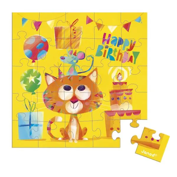 Janod Blahopřání k narozeninám s puzzle Kočka