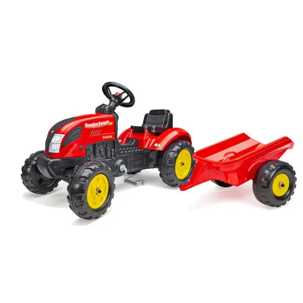 FALK Šlapací traktor 2058L Country Farmer s přívěsem - červený