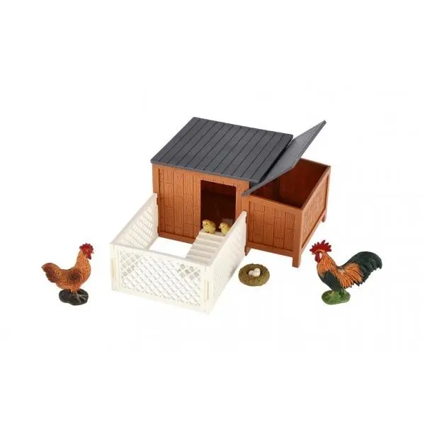 Teddies Kurník s výběhem plast s doplňky 25 x 16 x 9 cm